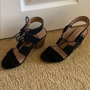 Black Suede Heeled Sandals